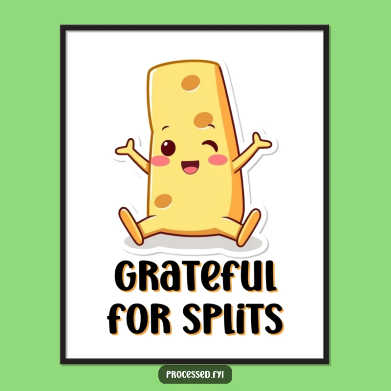 Funny Cheese Wedge Poster: Flexible Friend Art for Your Kitchen or Dining Area
