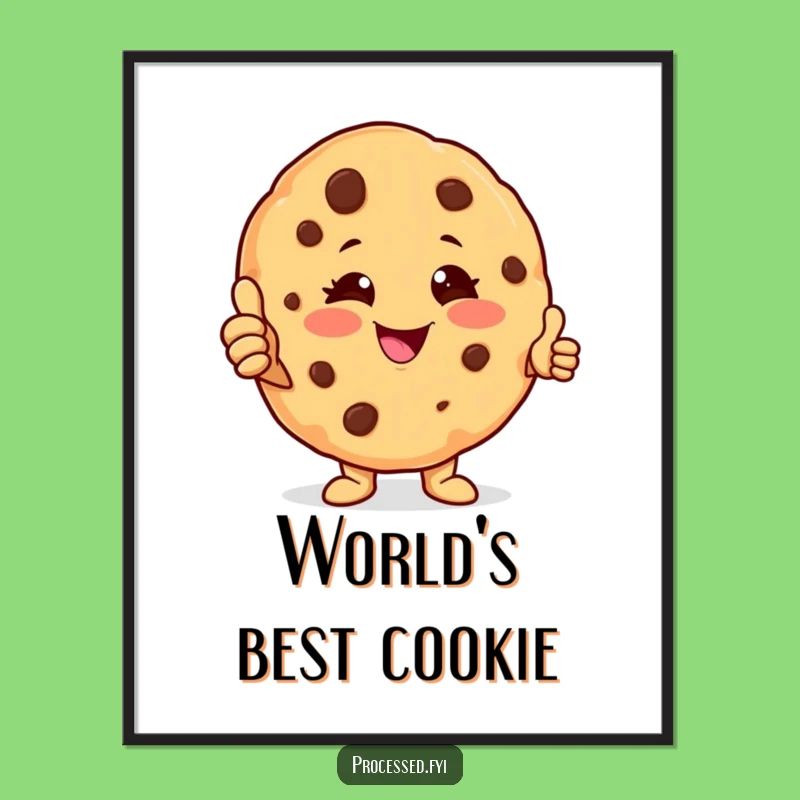 Funny Cookie Character Poster: Cheerful Wink Art, Great Wall Decor Gift