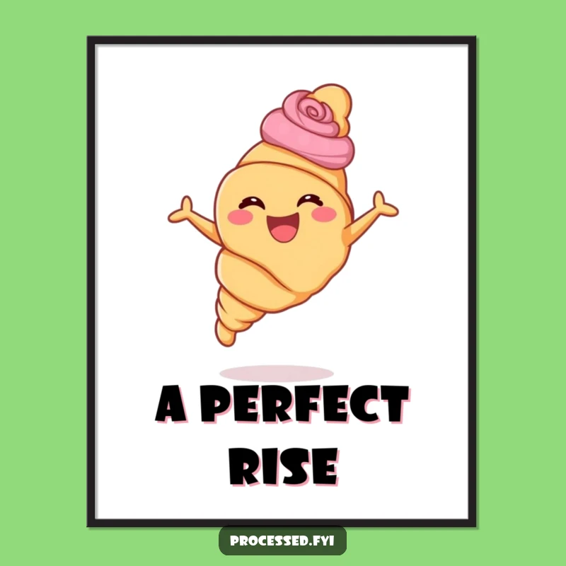 Funny Croissant Leaping Poster: Bring Joyful Pastry Art Home