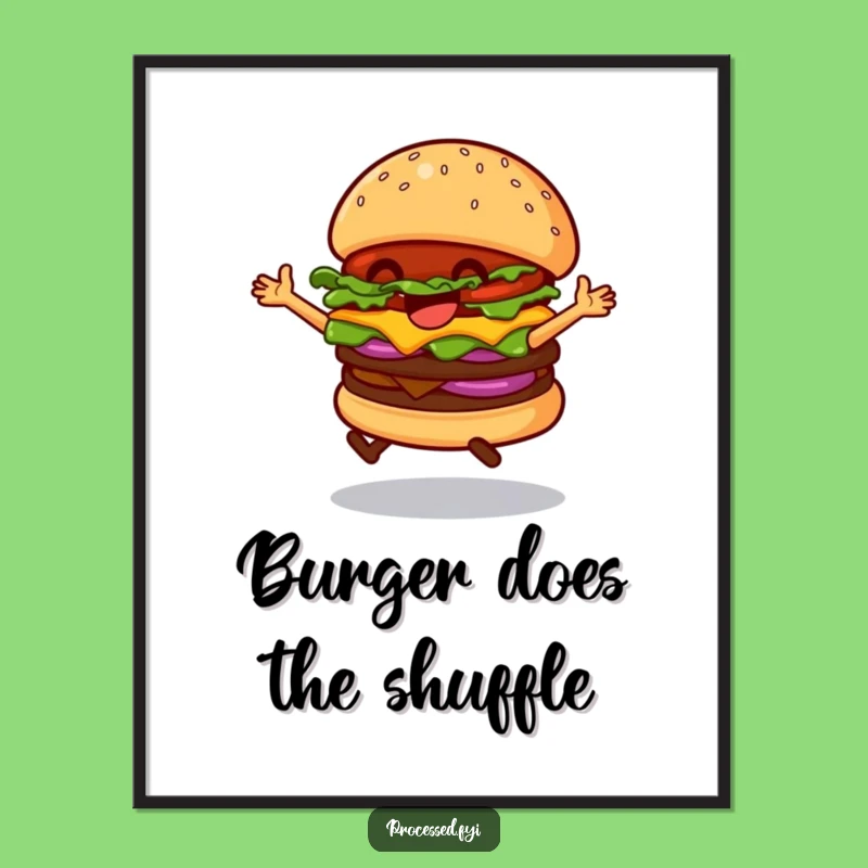 Funny Dancing Hamburger Poster - Joyful Wall Art for Foodie Fun!