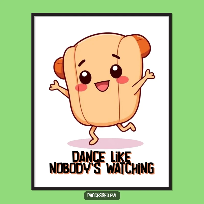Funny Dancing Hotdog Poster: Food Art for Lively Spaces