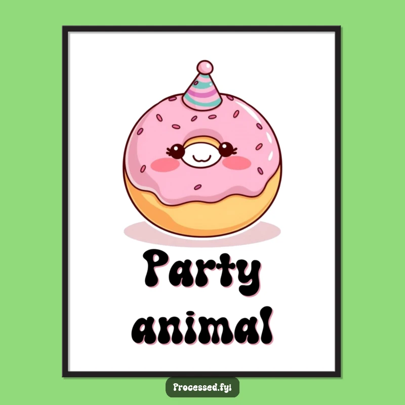 Funny Donut Poster: Blushing Character Art, Perfect Quirky Gift!