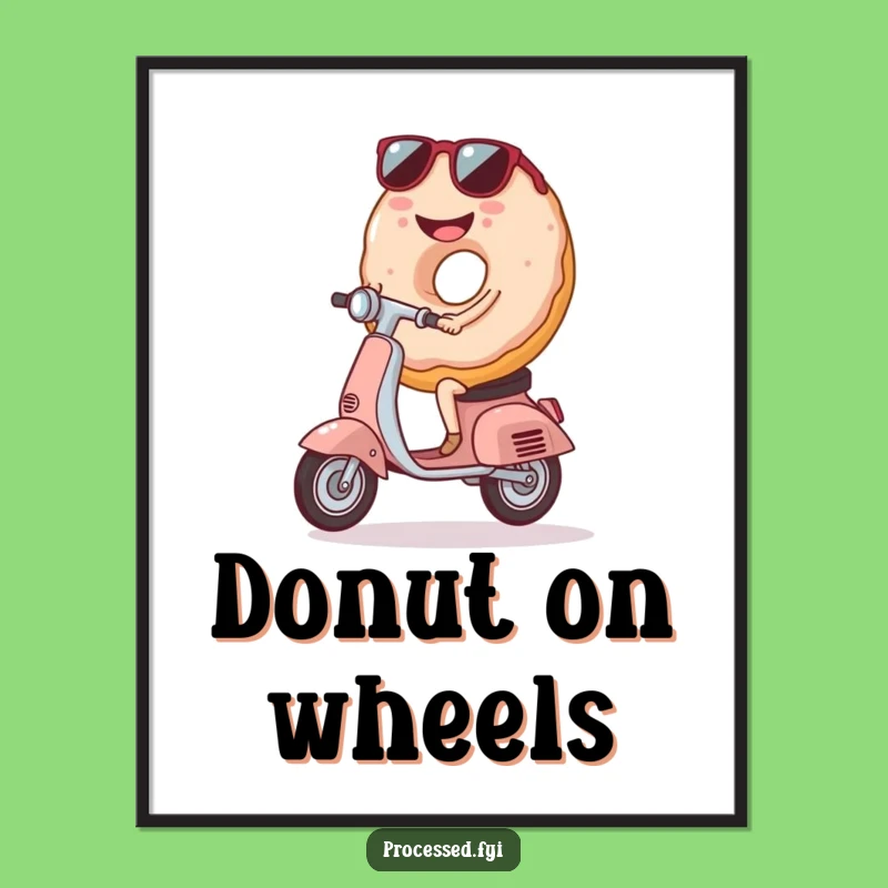 Funny Donut Scooter Poster - Cool Wall Art for Sweet Laughs!
