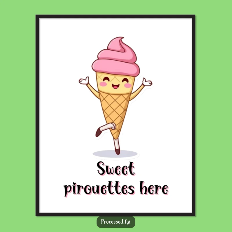 Funny Ice Cream Pirouette Poster: Sweet Art for Your Space