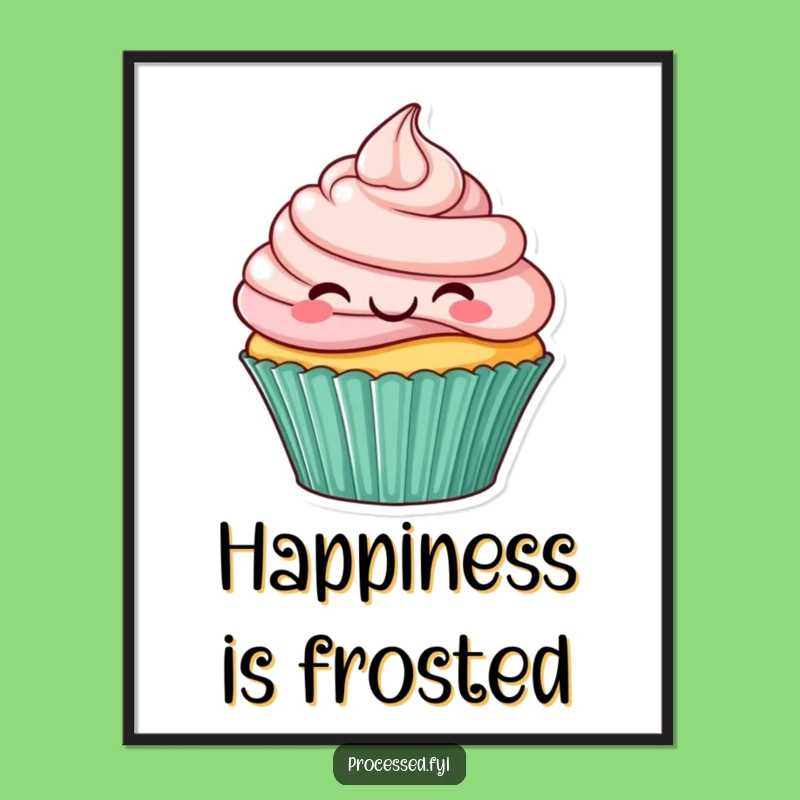 Funny Smiling Cupcake Poster: Sweet Wall Art to Brighten Your Space