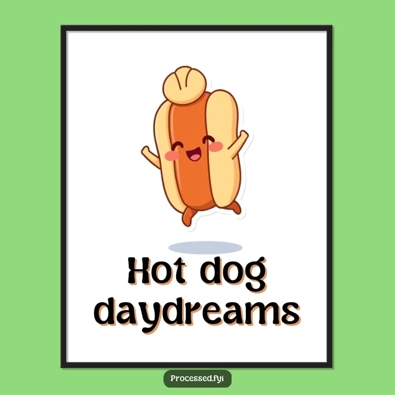 Funny Hot Dog Leap Poster: Wall Art of Pure Foodie Joy