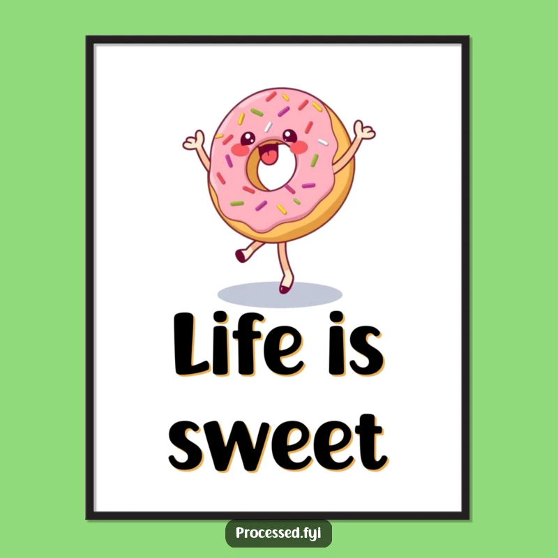 Funny Donut Dance Poster: Whimsical Wall Art of a Pirouetting Donut