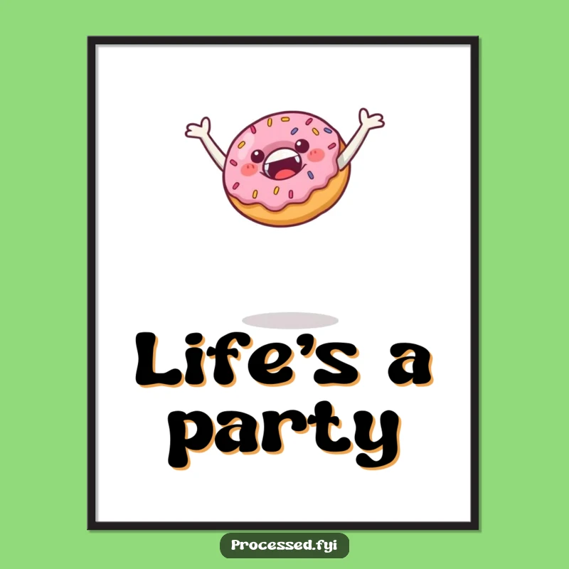 Funny Leaping Donut Poster: Sweet Art for Joyful Spaces