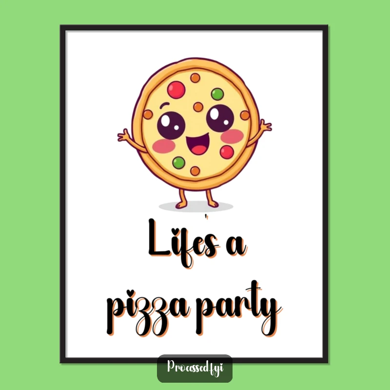 Funny Pizza Poster: Dancing Slice Character Art, Hilarious Kitchen Decor Gift