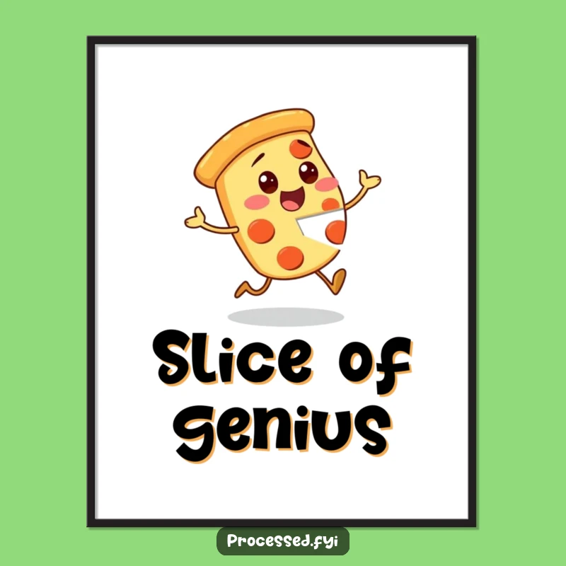Funny Pizza Poster: Excited Slice Art, Perfect Quirky Gift!