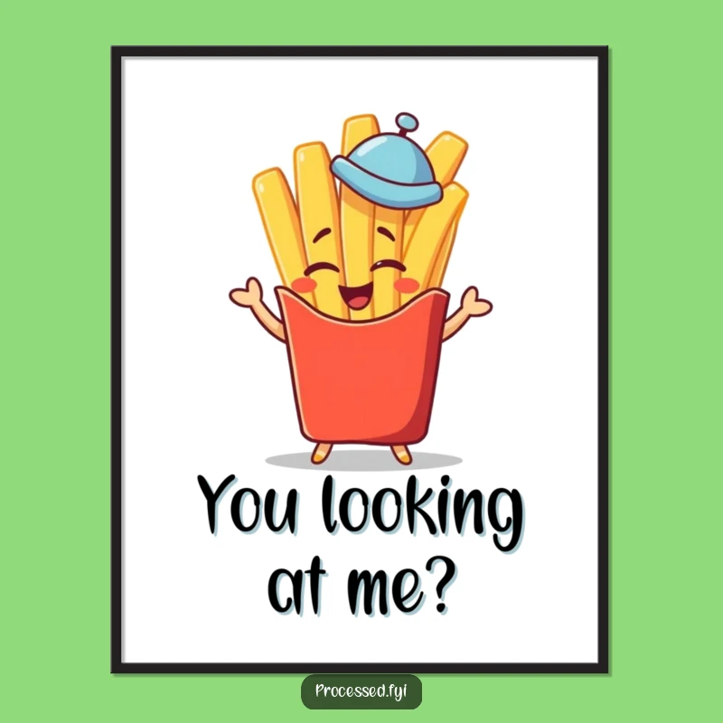 Funny Winking French Fry Poster - Quirky Wall Art for Food Lovers