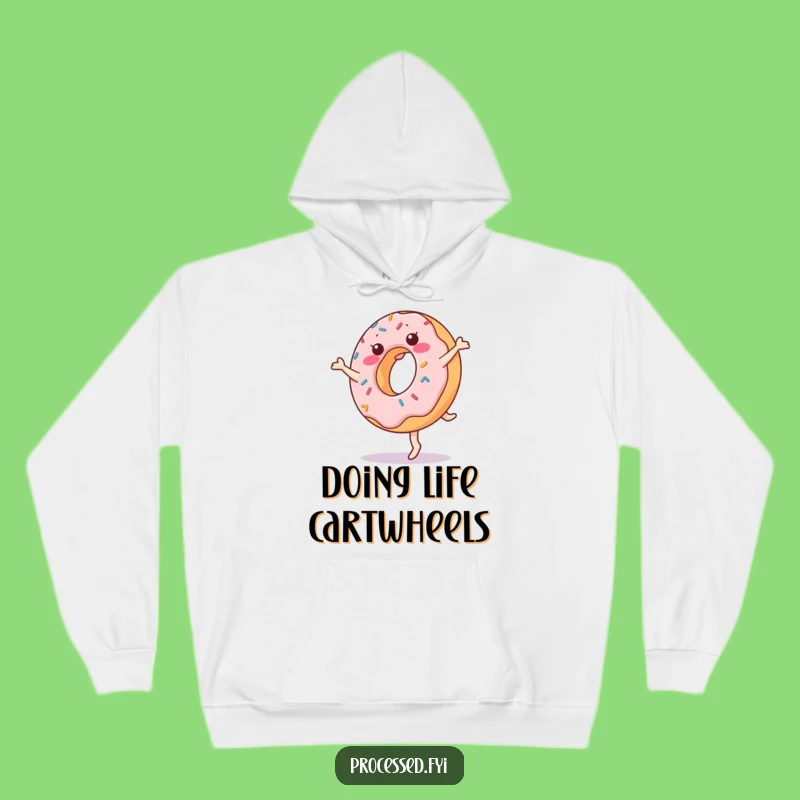 Funny Donut Cartwheel Hoodie: Cozy Up with Sweet Cartoon Energy