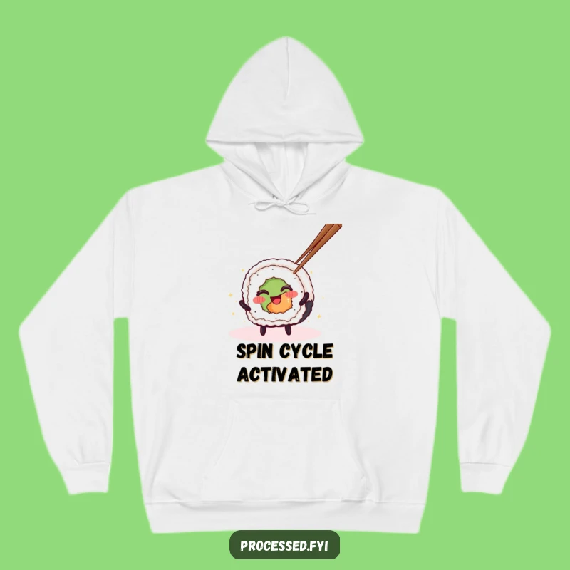 Funny Sushi Roll Hoodie: Cozy Spinning Character Sweatshirt, Perfect Funny Gift!