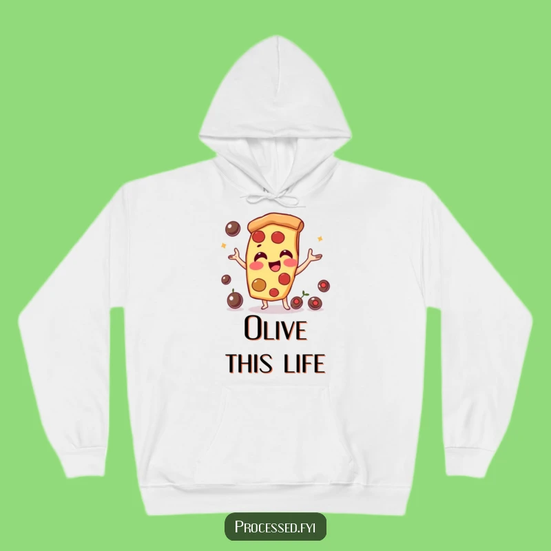 Funny Pizza Slice Hoodie: Cozy Up with This Playful Juggler's Olive Fun