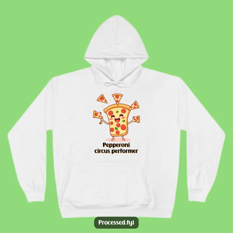 Funny Pizza Juggling Pepperoni Hoodie - Cozy and Hilarious Comfort Gift!
