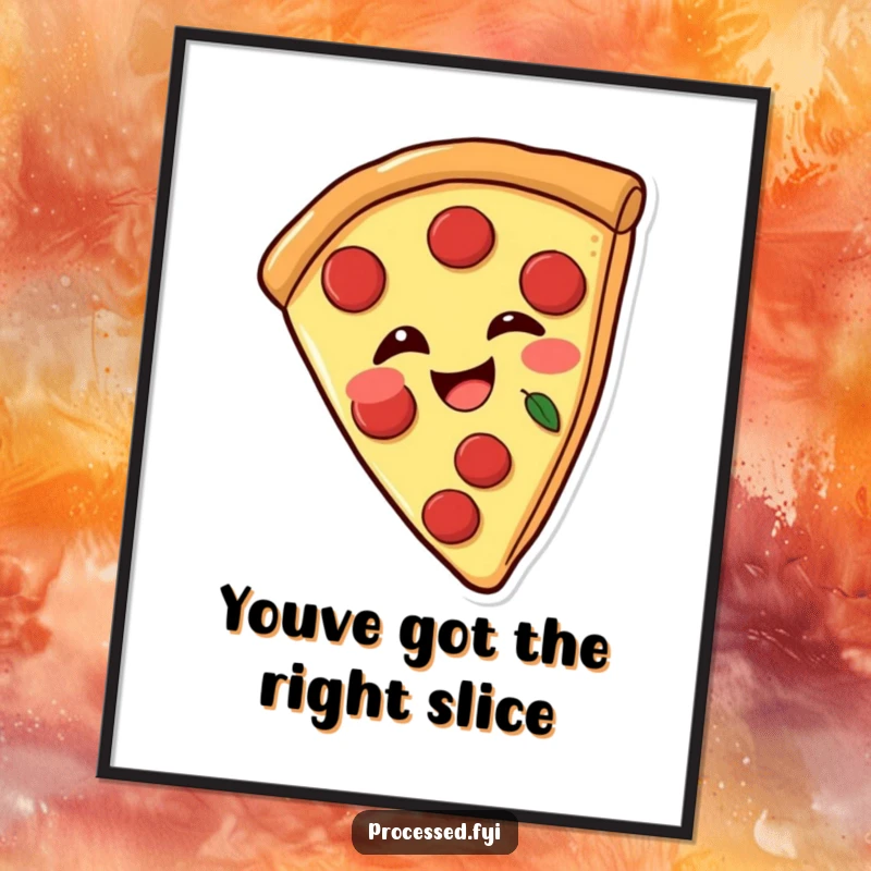 Funny Free Printable Wall Art: Joyful Pizza Slice with Pepperoni Winking Playfully, a Delicious Decor Piece