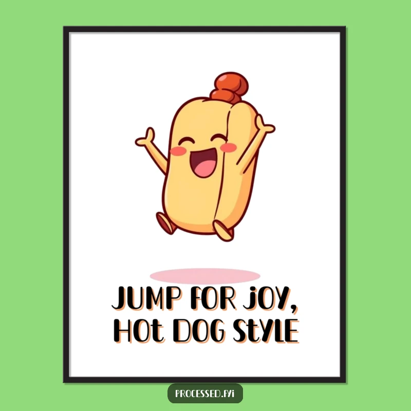 Funny Free Printable Hot Dog Wall Art: Jumping Joy Downloadable Decor