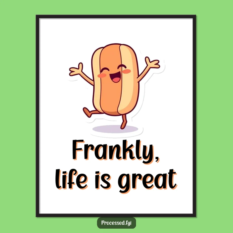 Funny Free Printable Wall Art: Dancing Hot Dog, Humorous Downloadable Decor