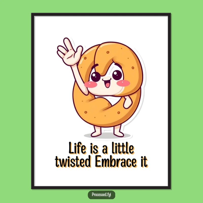 Funny Free Printable Wall Art: Excited Pretzel Humorous Downloadable Art Gift