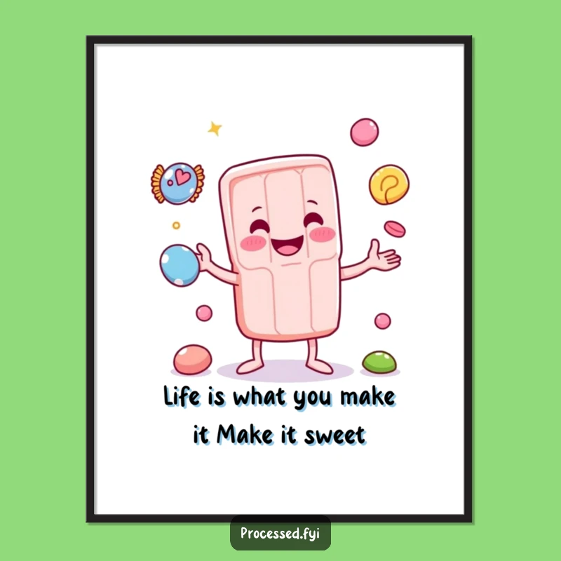 Funny Free Printable Wall Art: Juggling Candy Bar Humorous Downloadable Art Gift