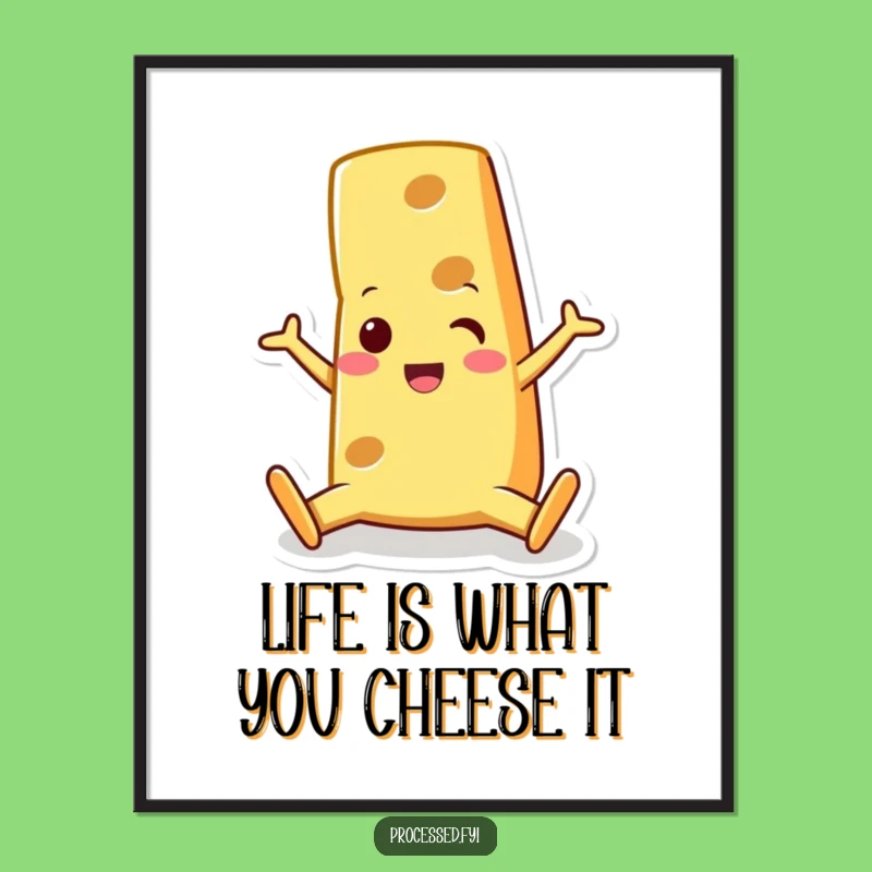 Funny Free Printable Wall Art: Surprised Cheese Wedge Split, Quirky Downloadable Art for Your Home!