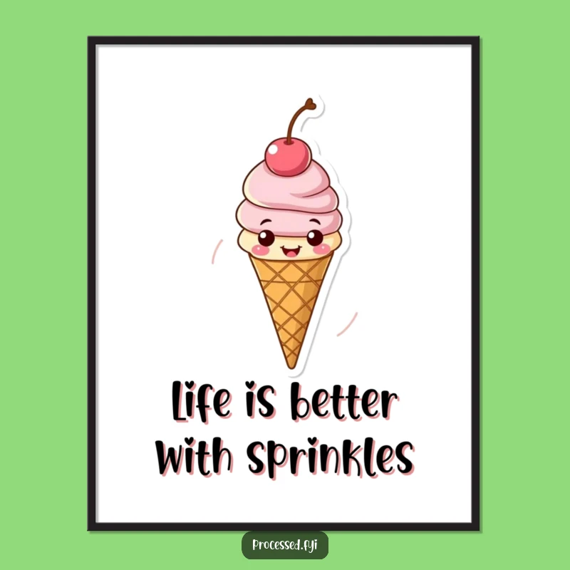 Free Printable Wall Art: Spinning Ice Cream Funny Downloadable Decor
