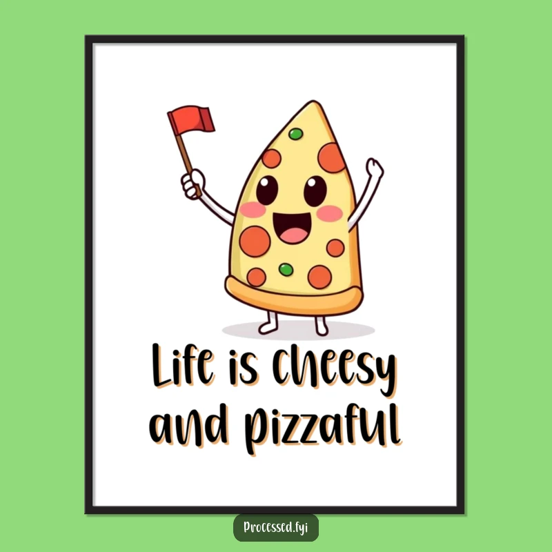 Free Printable Wall Art: Pizza Slice Waving Flag Funny Downloadable Artwork