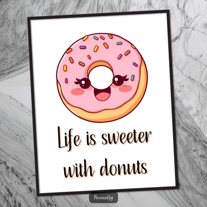 Funny Free Printable Wall Art: A delighted donut with colorful sprinkles playfully winking.