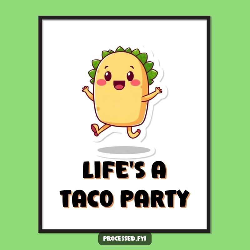 Funny Free Printable Wall Art: Joyful Taco Skip - Downloadable Decor