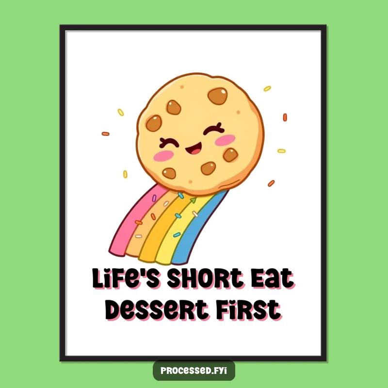 Free Printable Winking Cookie Art: Whimsical Rainbow Sprinkle Wall Art, Funny Downloadable Decor