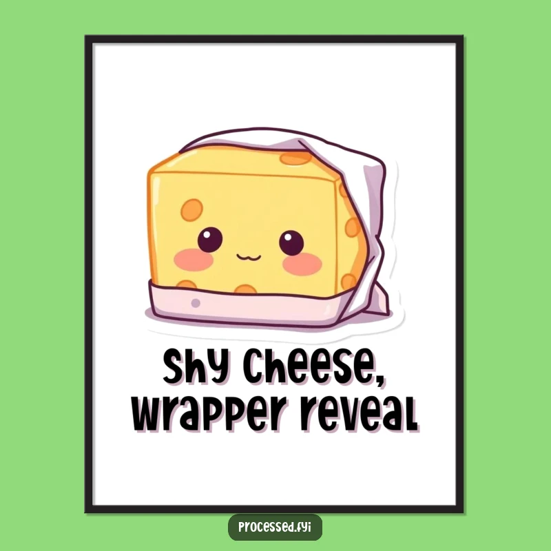Funny Free Printable Cheese Wall Art: Shy Smile Downloadable Decor
