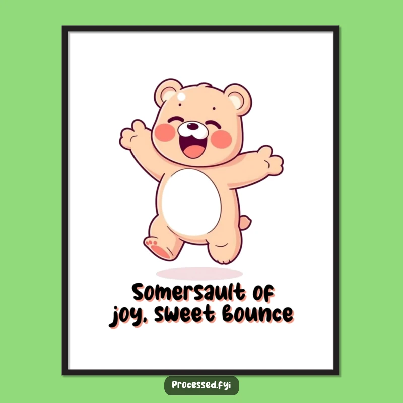Funny Free Printable Gummy Bear Wall Art: Joyful Somersault Downloadable Decor