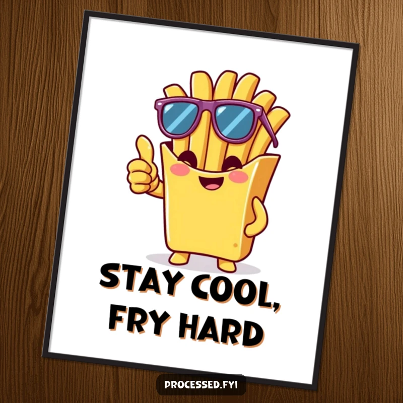 Funny Free Printable Wall Art: A cheeky french fry wearing sunglasses and giving a confident thumbs-up gesture.