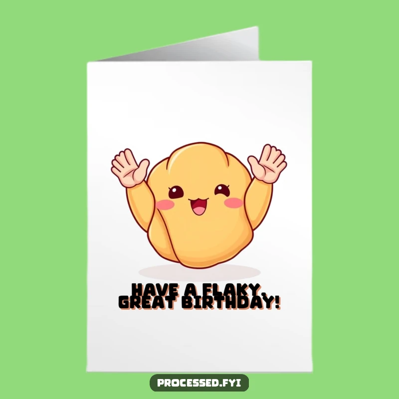Free Printable Birthday Card: Happy Croissant Waving Funny Downloadable Gift