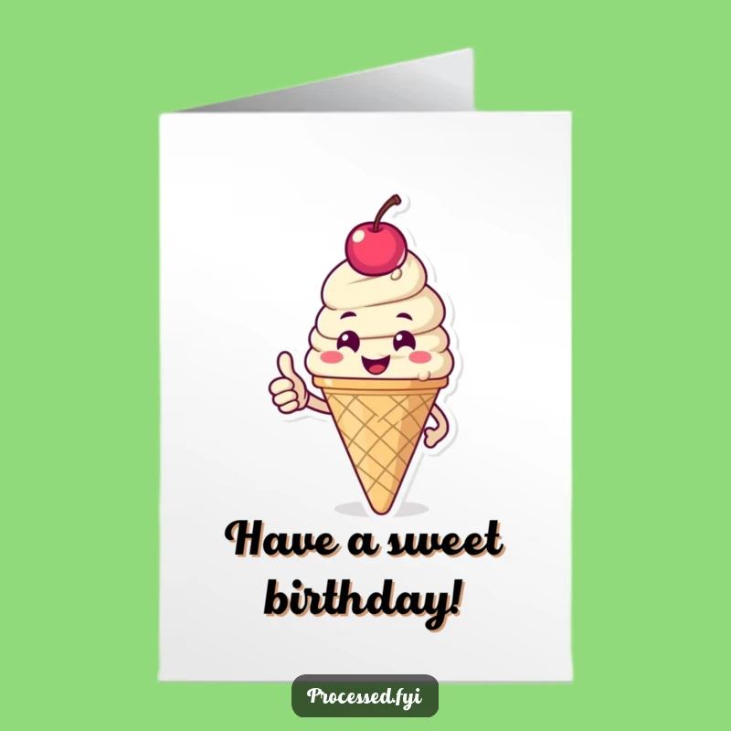 Free Printable Birthday Card: Happy Ice Cream Cone - Sweet & Funny Downloadable Gift