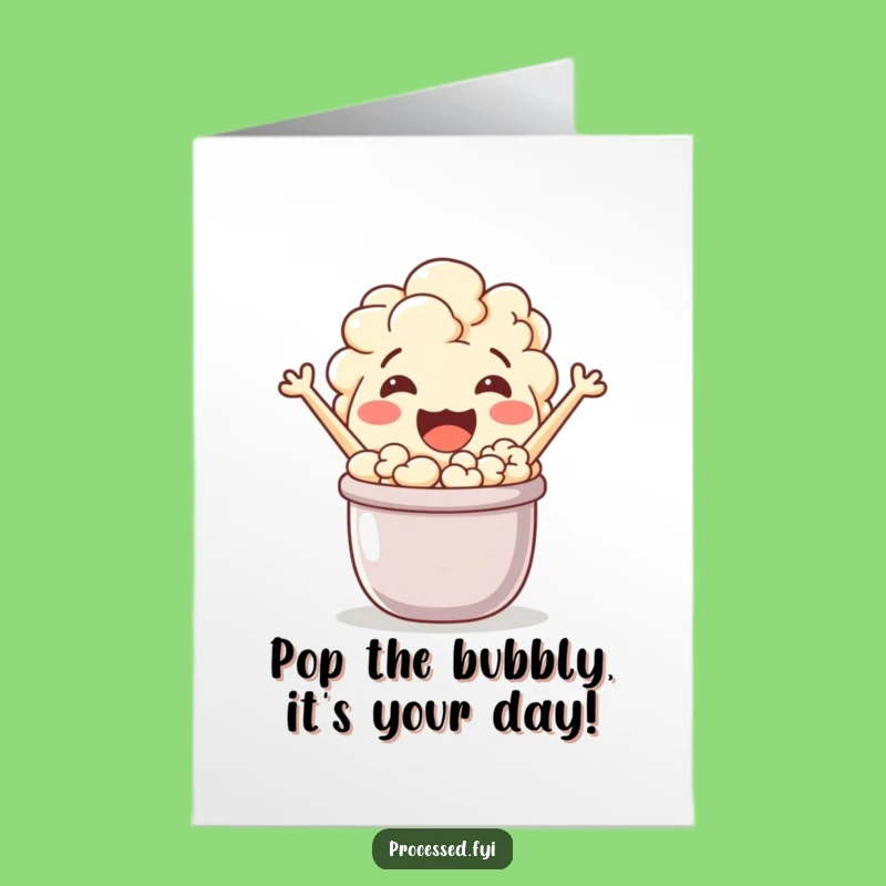 Free Printable Birthday Card: Jovial Popcorn Character, Your Funny Downloadable Gift for Celebration!