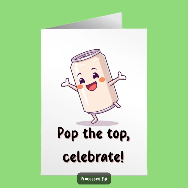 Free Printable Birthday Card: Soda Can Cartwheel Funny Downloadable Gift for Cheer