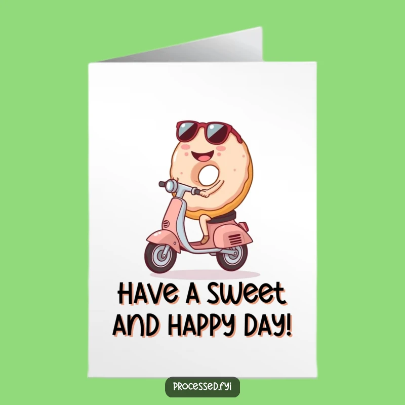Cool Free Printable Donut Birthday Card - Scooter Riding Fun Downloadable Gift