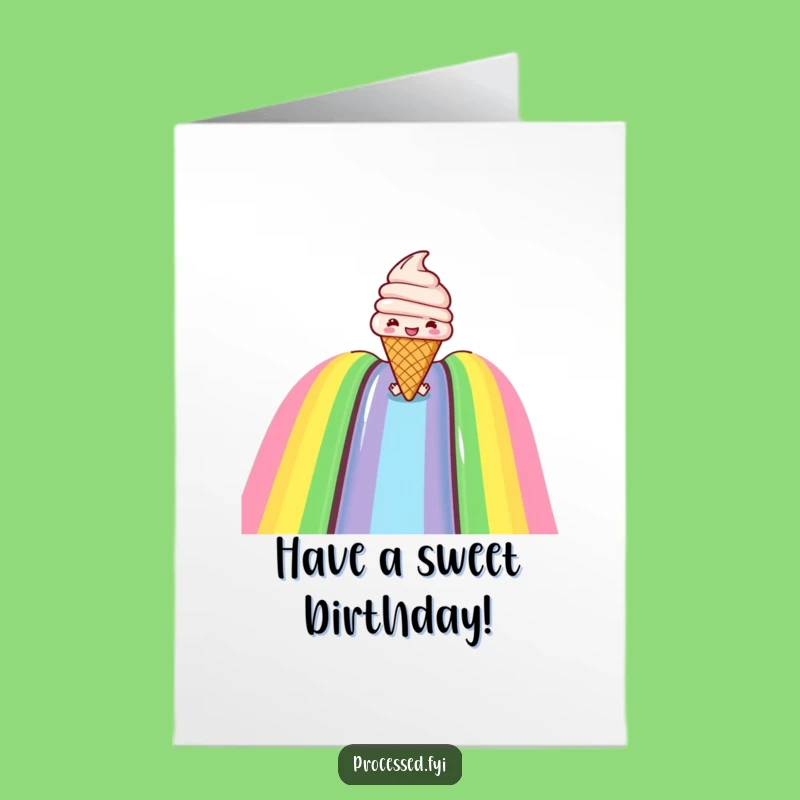 Free Printable Funny Birthday Card: Rainbow Ice Cream Cone - Sweetest Wishes!