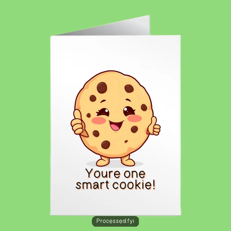 Free Printable Birthday Card: Funny Cookie Character Wink & Thumbs Up DIY Funny Downloadable Gift