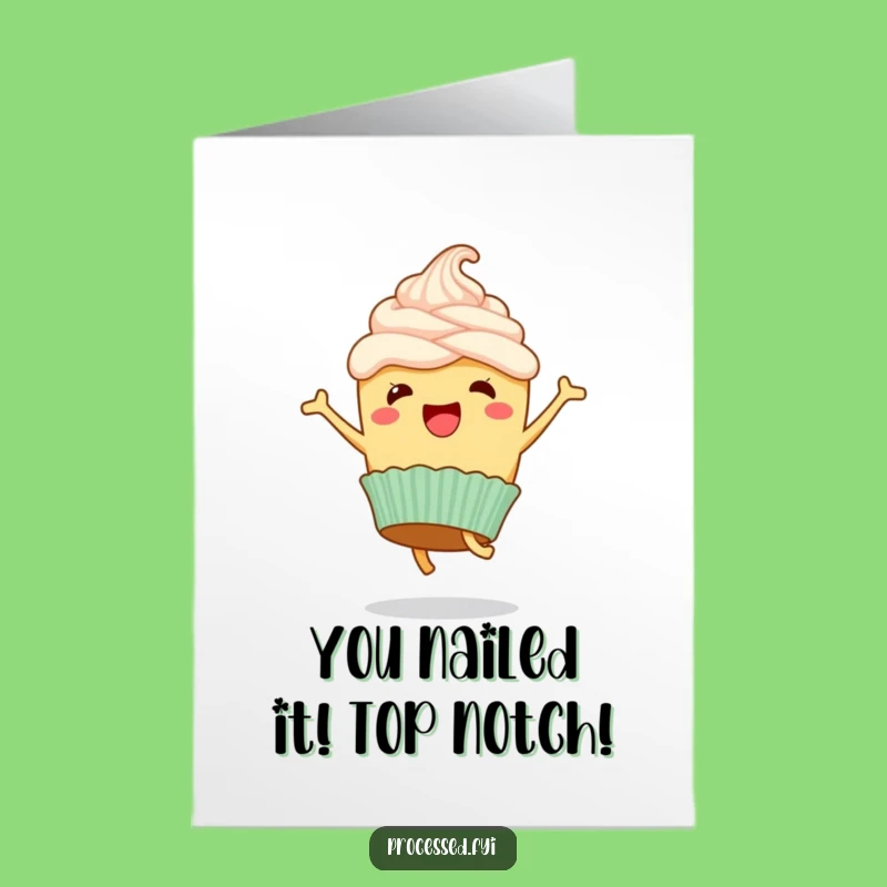 Free Printable Cartwheeling Cupcake Congrats Card - Joyful Celebration Downloadable!