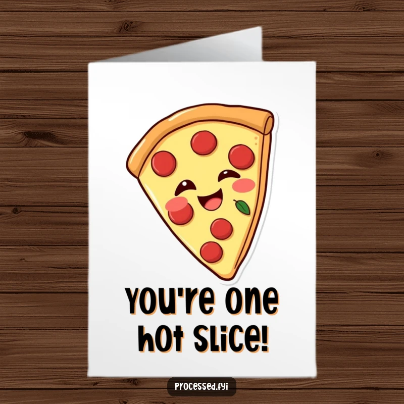 Funny Free Printable Congrats Card: Joyful Pizza Slice with Pepperoni Wink, Perfect for Piling on Praise