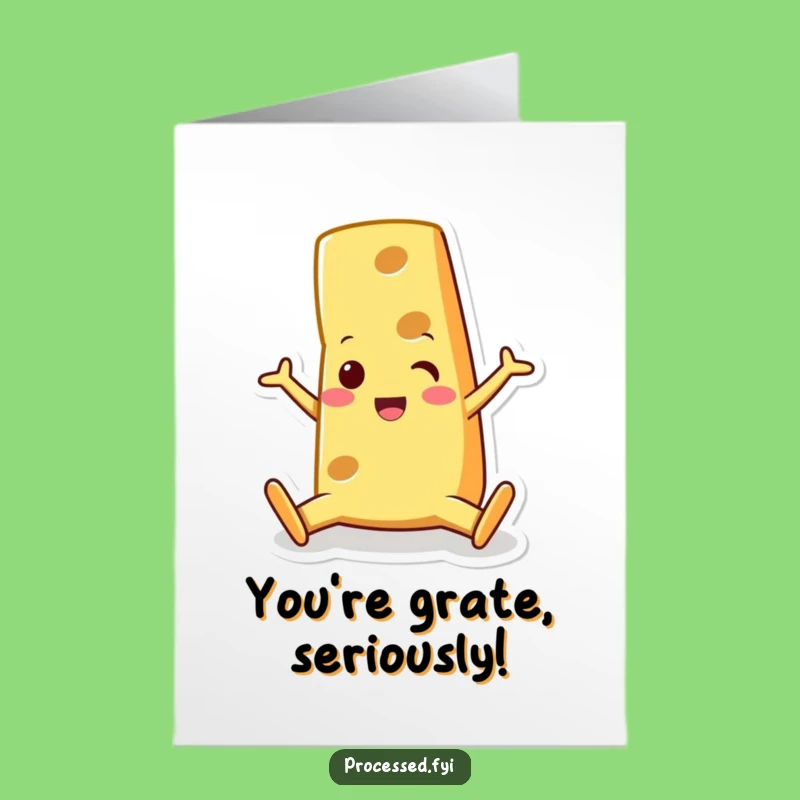 Free Printable Congrats Card: Surprised Cheese Wedge Split, Funny Downloadable Gift for Big Wins!