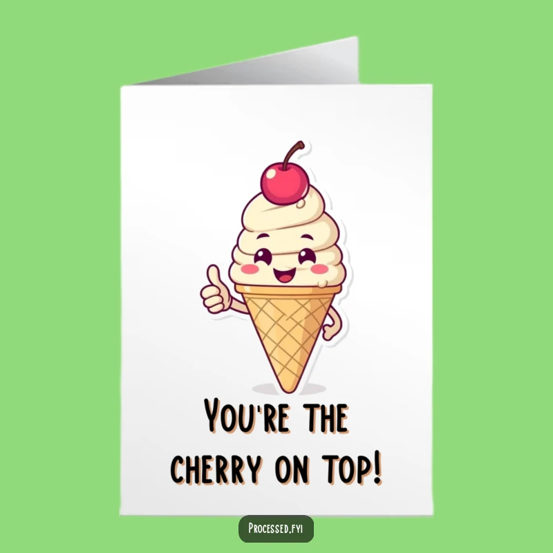 Free Printable Congrats Card: Thumbs-Up Ice Cream Cone - Funny Downloadable for Sweet Success