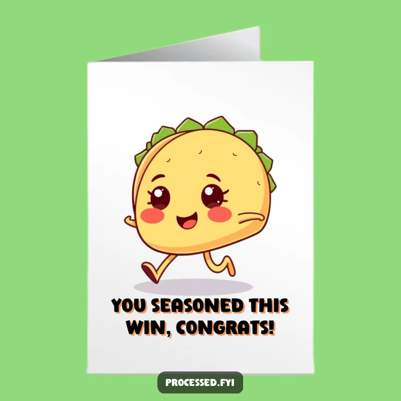 Free Printable Funny Taco Congratulations Card: Jogging Taco Triumph Downloadable Gift for Winners!