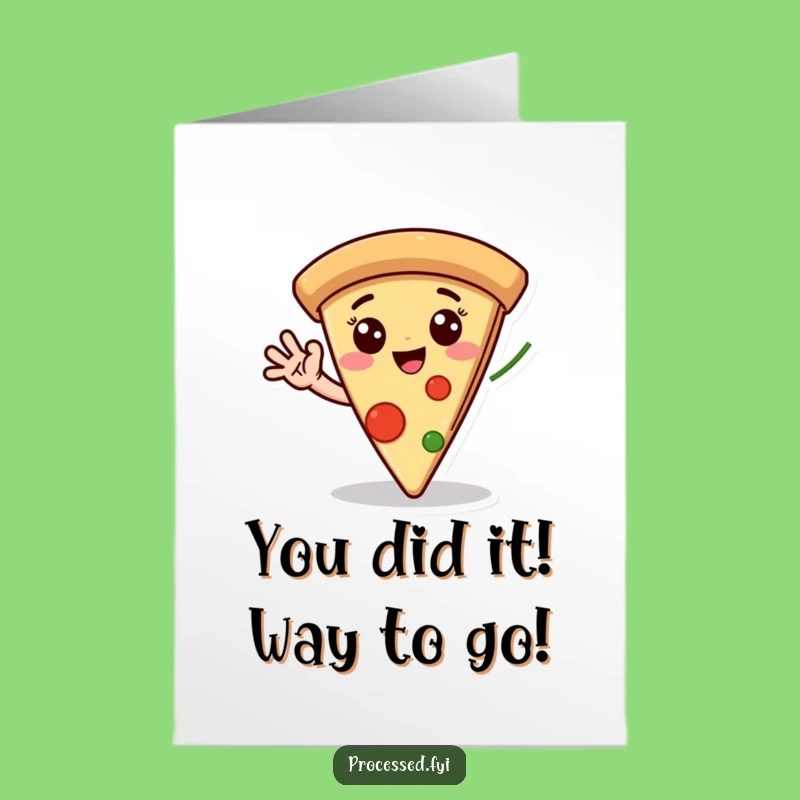 Free Printable Congratulations Card: Waving Pizza Slice, Best Downloadable Gift for Any Win