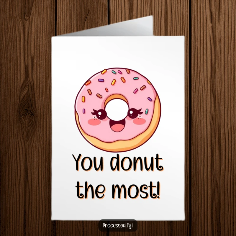 Funny Free Printable Congrats Card: A delighted donut with sprinkles giving a playful wink.