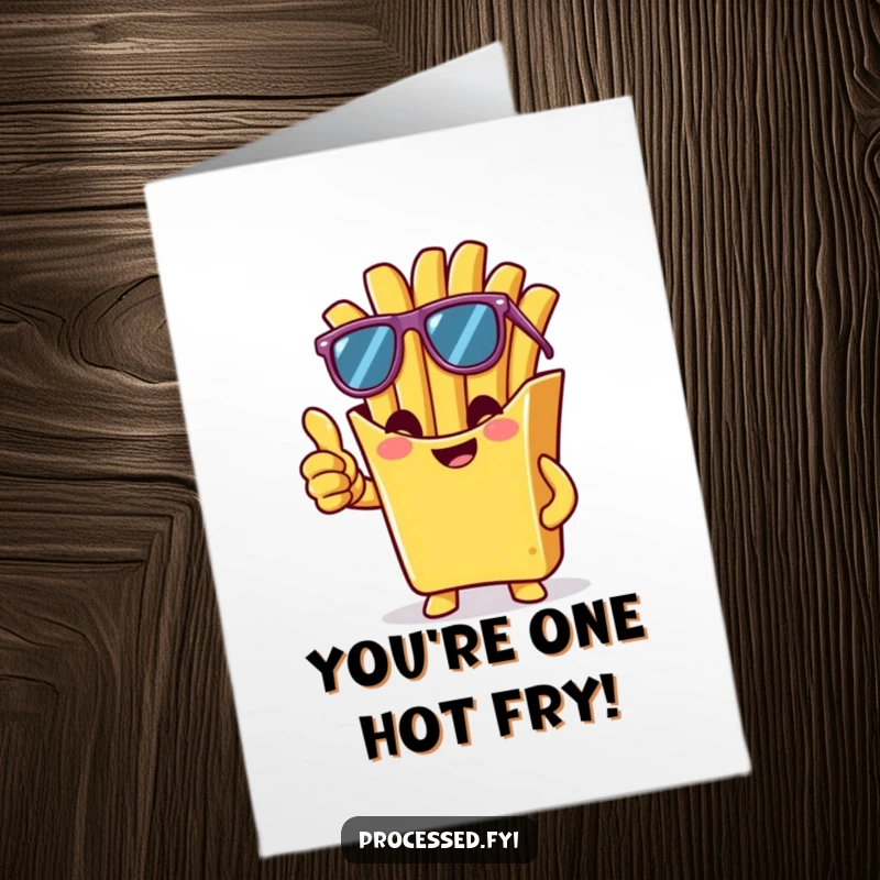 Funny Free Printable Congrats Card: A french fry wearing sunglasses and giving a thumbs-up, signifying success.
