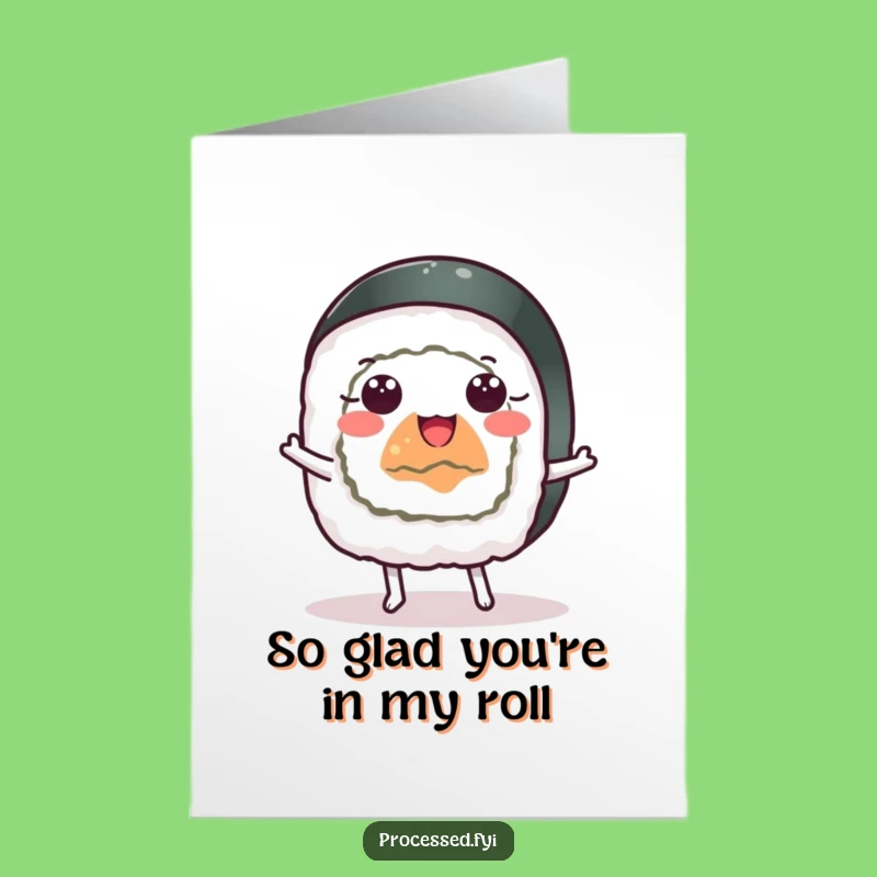 Free Printable Funny Sushi Thank You Card: Dancing Sushi Roll Thanks Downloadable Gift!