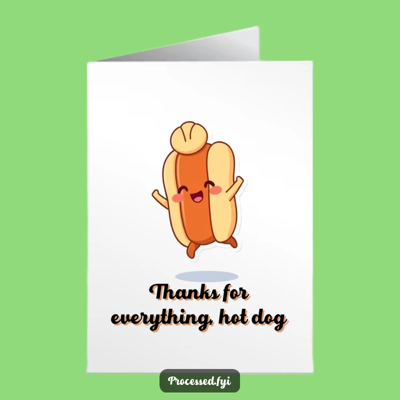 Free Printable Hot Dog Thank You Card: Joyful Thanks Downloadable Gift